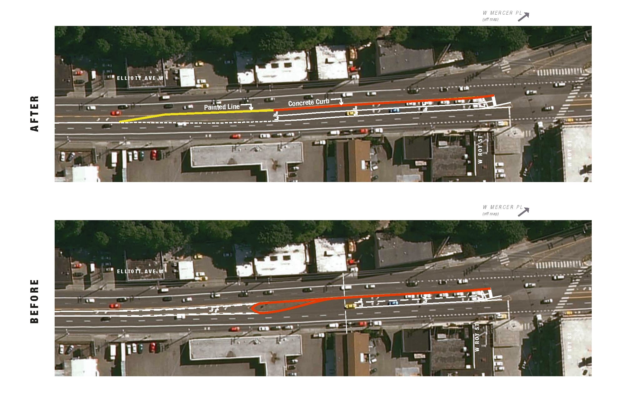 Intersection Channelization Seattle Construction at Elliott and West Mercer Place - SDOT Blog