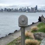 view of Downtown Seattle from Alki Beach