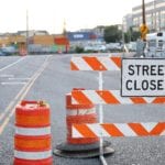 Street Closed sign on Mercer St