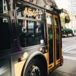 A picture of a bus in Seattle.
