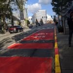 New red bus lane on Olive Way