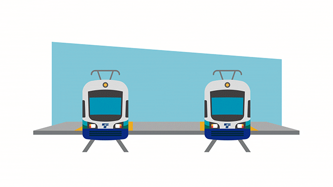 Animation showing new transfer and exit plans for commuters.