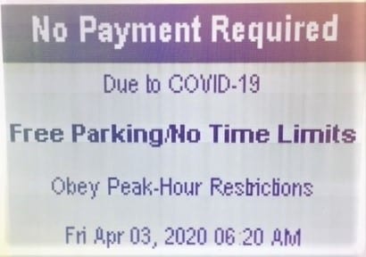 All street parking meters in Seattle will display No Payment Required screen.  