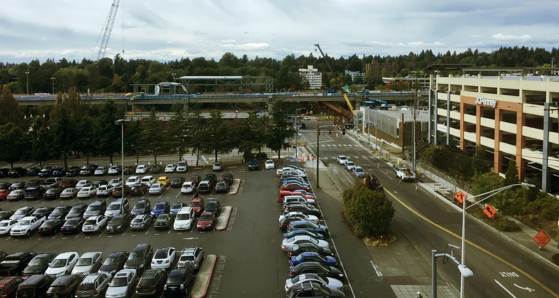 A photo of a parking lot.