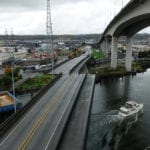 A photo of the West Seattle Bridge, both the main bridge and the low bridge.