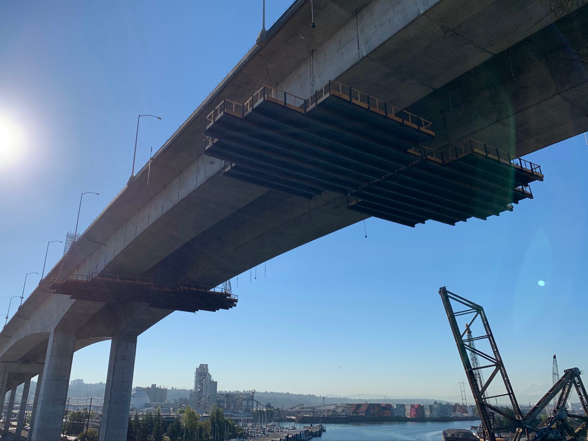 West Seattle High-Rise Bridge with newly added work platforms