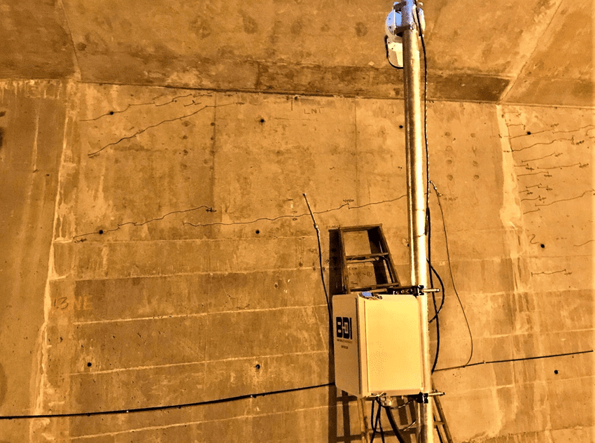 Monitors, similar to those in the High-Rise Bridge, measure bridge movement and crack growth inside the girders of the Low Bridge. 