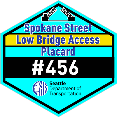image of low bridge access placard card. 