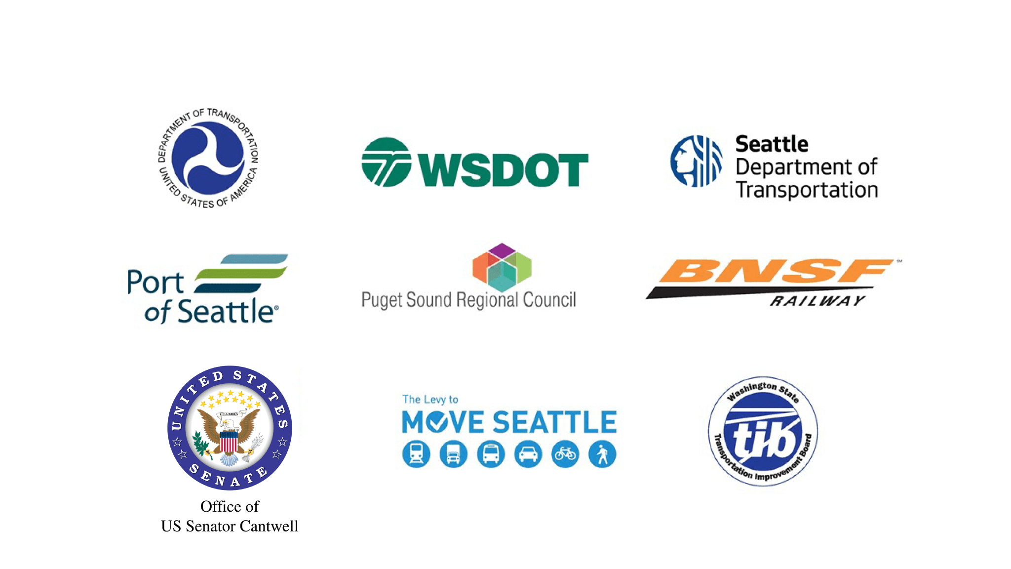 The Lander St Bridge project was funded by the U.S. Department of Transportation, Washington State Department of Transportation, SDOT, the Port of Seattle, the Puget Sound Regional Council, BNSF Railway, the Levy to Move Seattle, and the Washington State Transportation Improvement Board; it was also supported by U.S. Senator Maria Cantwell.
