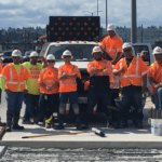 Roadway Structures crew on the Spokane St Viaduct this month.