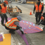 Sidewalk safety improvements and street art on 8th Ave S funded by your Levy to Move Seattle tax dollars at work. Photo Credit: Dahvee Enciso.