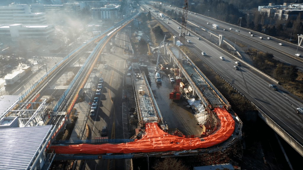 The Northgate Ped/Bike Bridge under construction in January 2021. Photo Credit: Sky Bear Media.