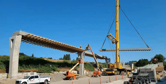 Initial bridge span work in July 2020 marked the most visible point of the project to-date. Photo Credit: TranTech Engineering. 