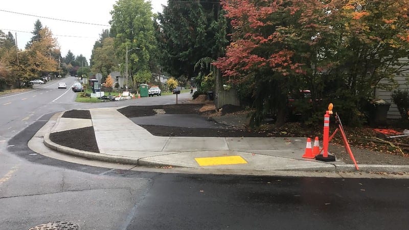 Curb bulb completed in 2019 on Sand Point Way NE.