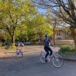 Riding on a Stay Healthy Street in spring!