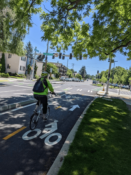 Person riding a bike in a bike lane