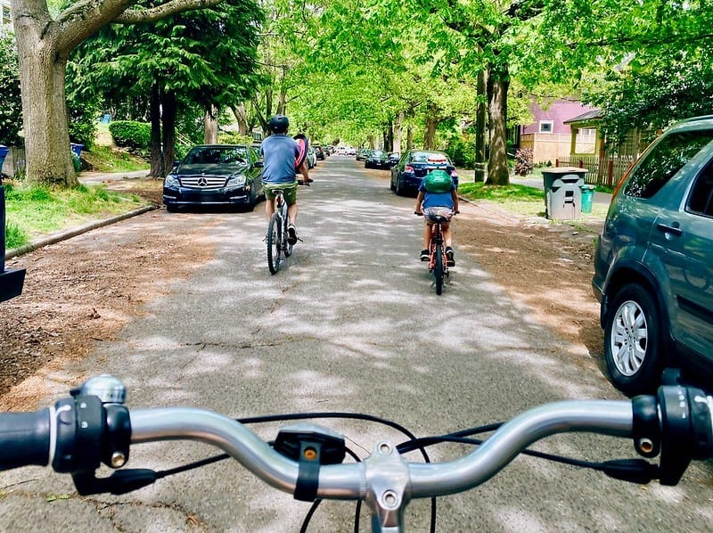 Biking on a Stay Healthy Street. Photo Credit: Jeanne Clark.
