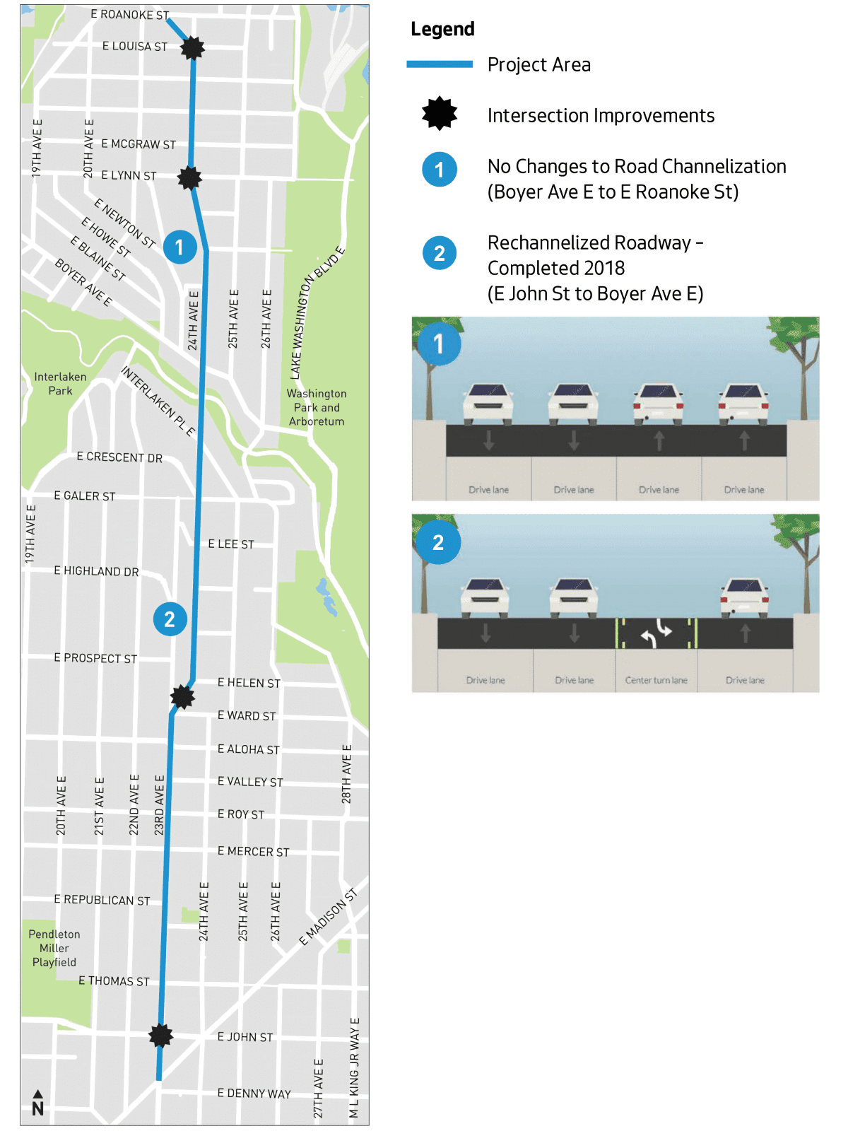 Project Map for 23rd Ave E Vision Zero Project in Montlake