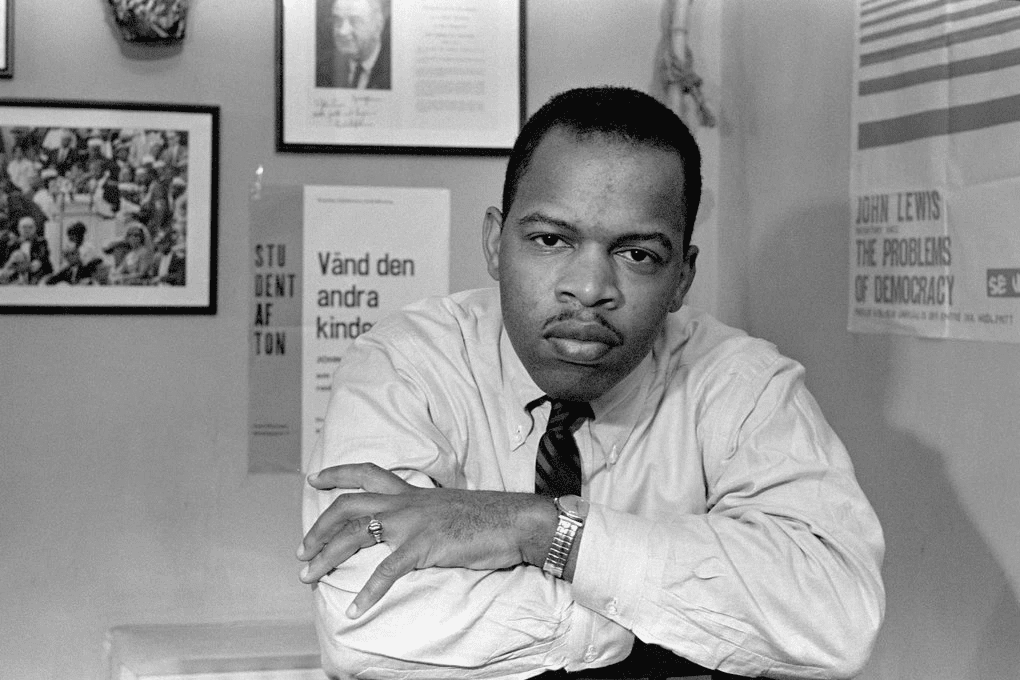 John Lewis looks into the camera in a photo taken in 1967. Photo credit: John Lewis in a photo from 1967. John Lewis was a tireless civil rights leader and U.S. Congressman for several decades. Photo credit: Sam Falk/The New York Times