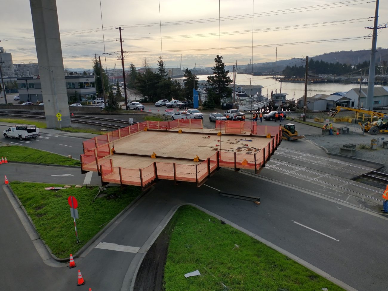 West Seattle Bridge team lifted work platforms into place to help ...