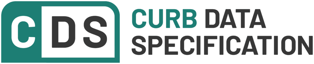 Logo for the Curb Data Specification (CSD). Large letters in black, green, and white text state "Curb Data Specification."