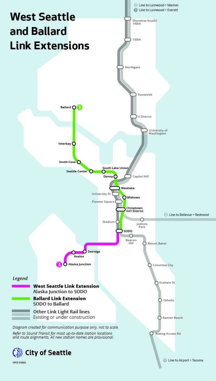 West Seattle and Ballard light rail extensions project: City of Seattle ...