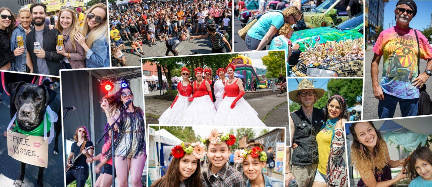 Photo collage of people enjoying the Fremont Fair in recent years.