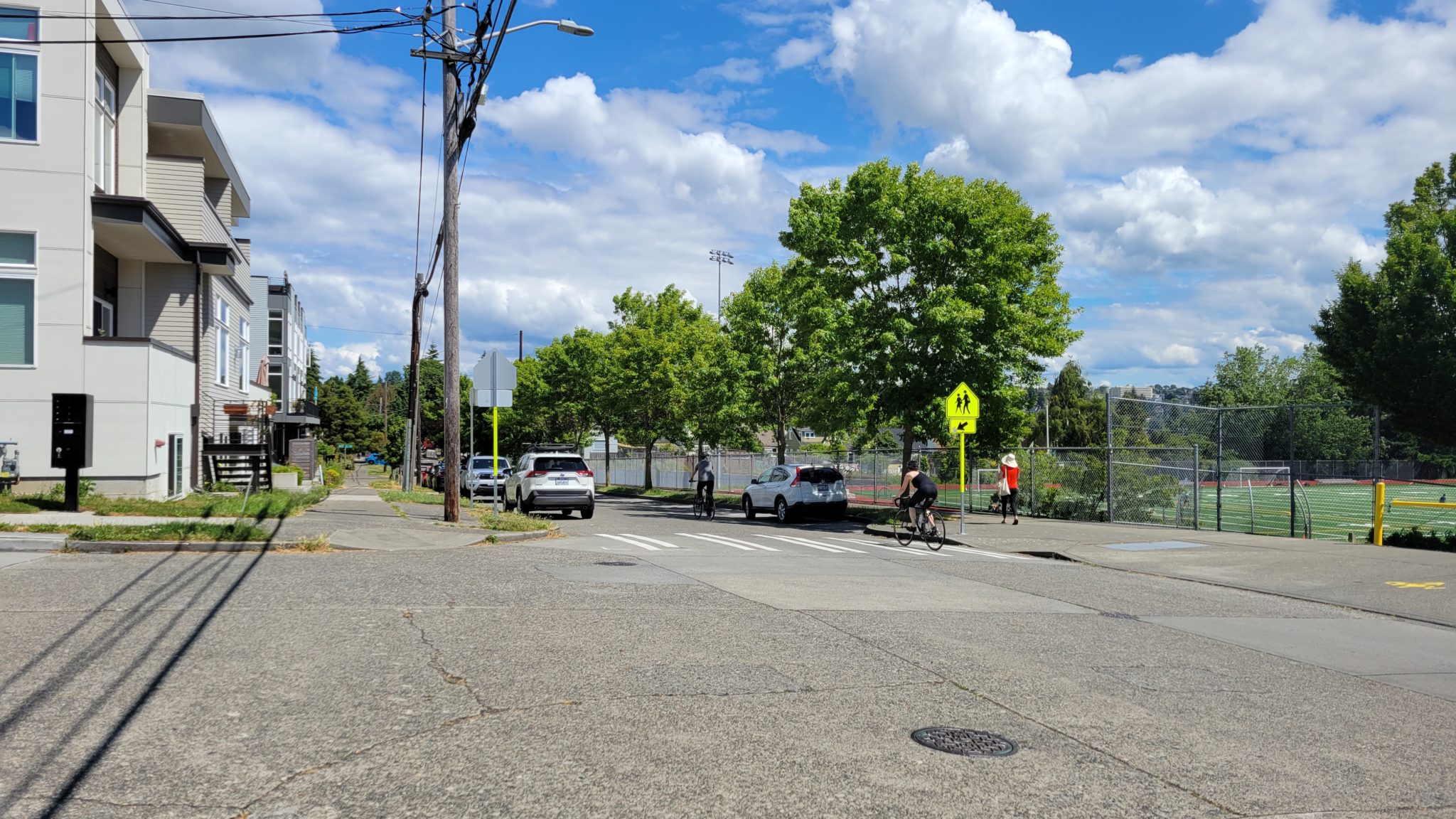 This new crossing near Ballard High School was completed as part of a Safe Routes to School project, funded by the Levy to Move Seattle. Photo: SDOT
