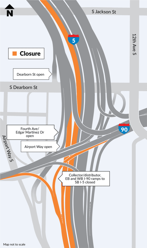 Map of Revive I-5 closures this weekend.