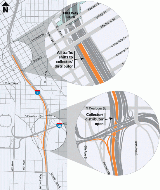 Map of Revive I-5 work this weekend.
