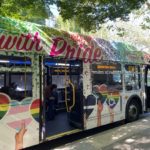 A Ride with Pride King County Metro bus in Belltown.