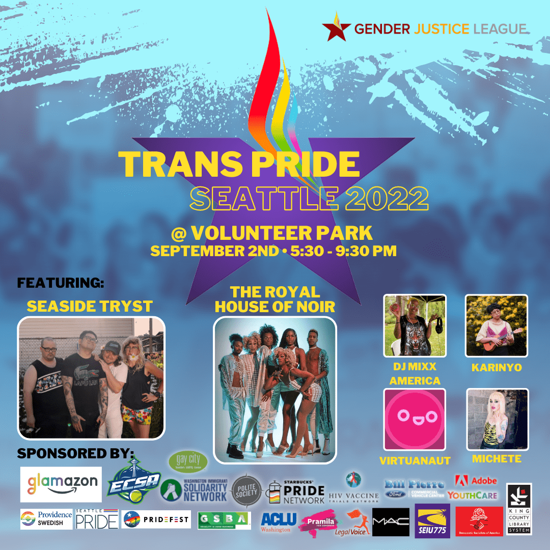 A poster advertising Trans Pride Seattle 2022.