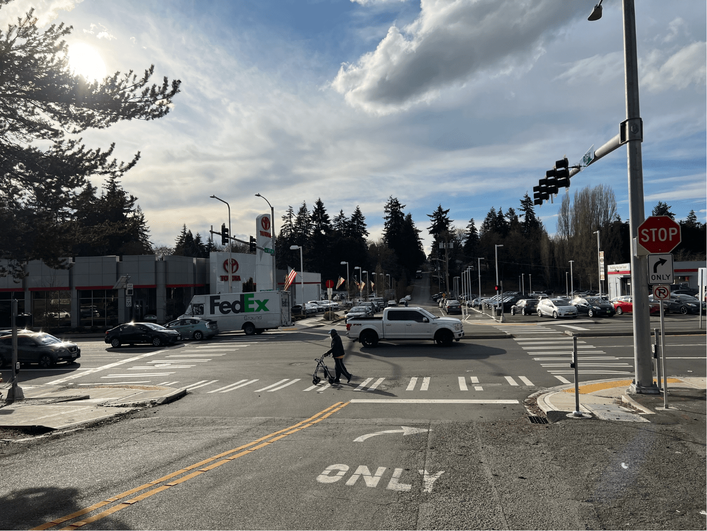 New crosswalk at NE 135th St and Lake City Way NE. Photo: SDOT. 