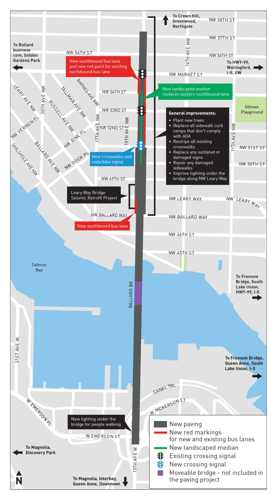 A graphic map displaying the physical locations of the planned enhancements listed above.
