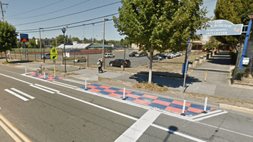 After improvements near Rainier Beach High School, which included a painted curb bulb around an intersection so that everyone can see each other better at the intersection.